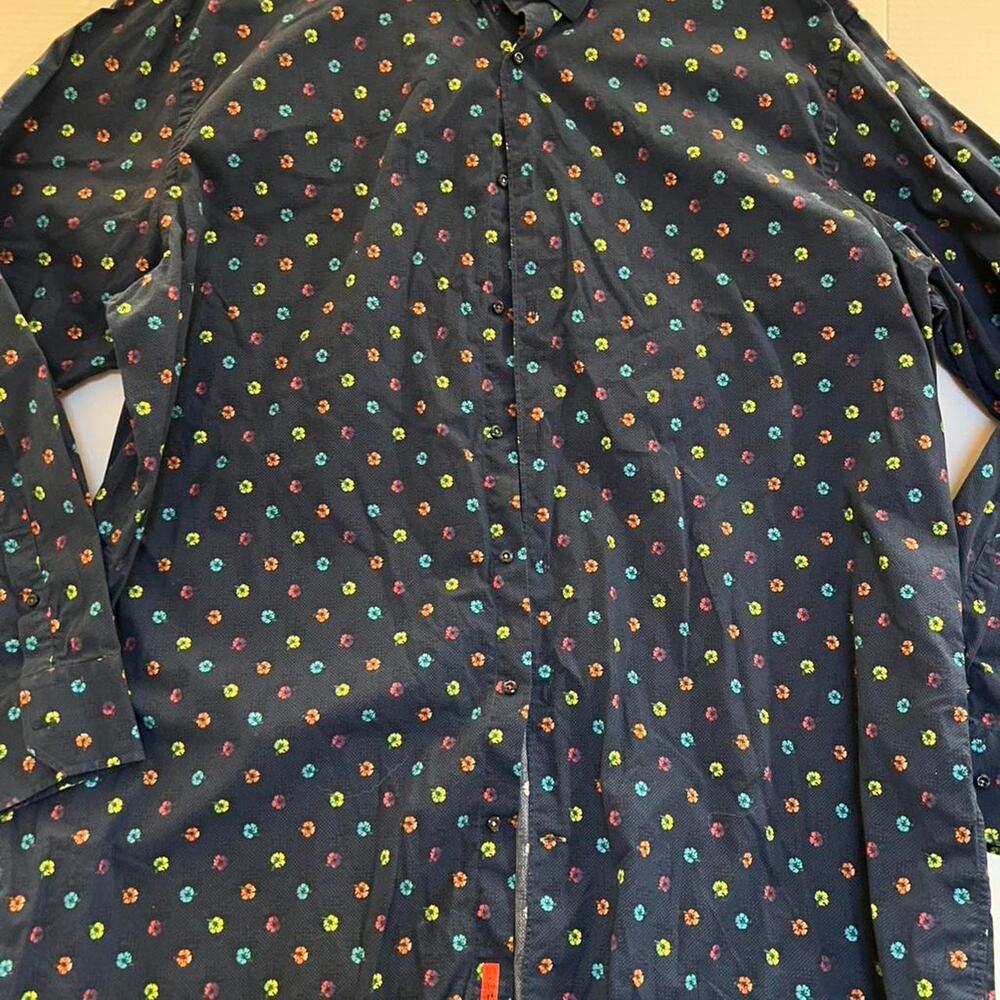 Charming Visconti black floral button-up top
